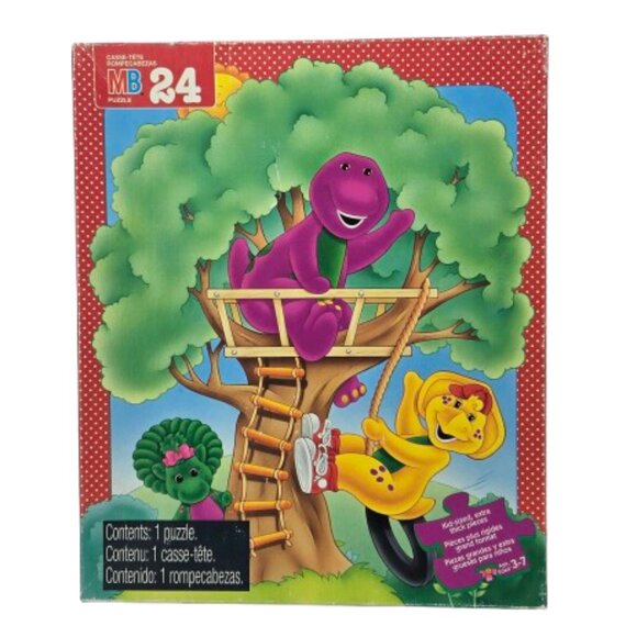 Vintage 1996 Milton Bradley Puzzles Barney & Friends Purple Dinosaur Baby Bop BJ - Picture 10 of 16